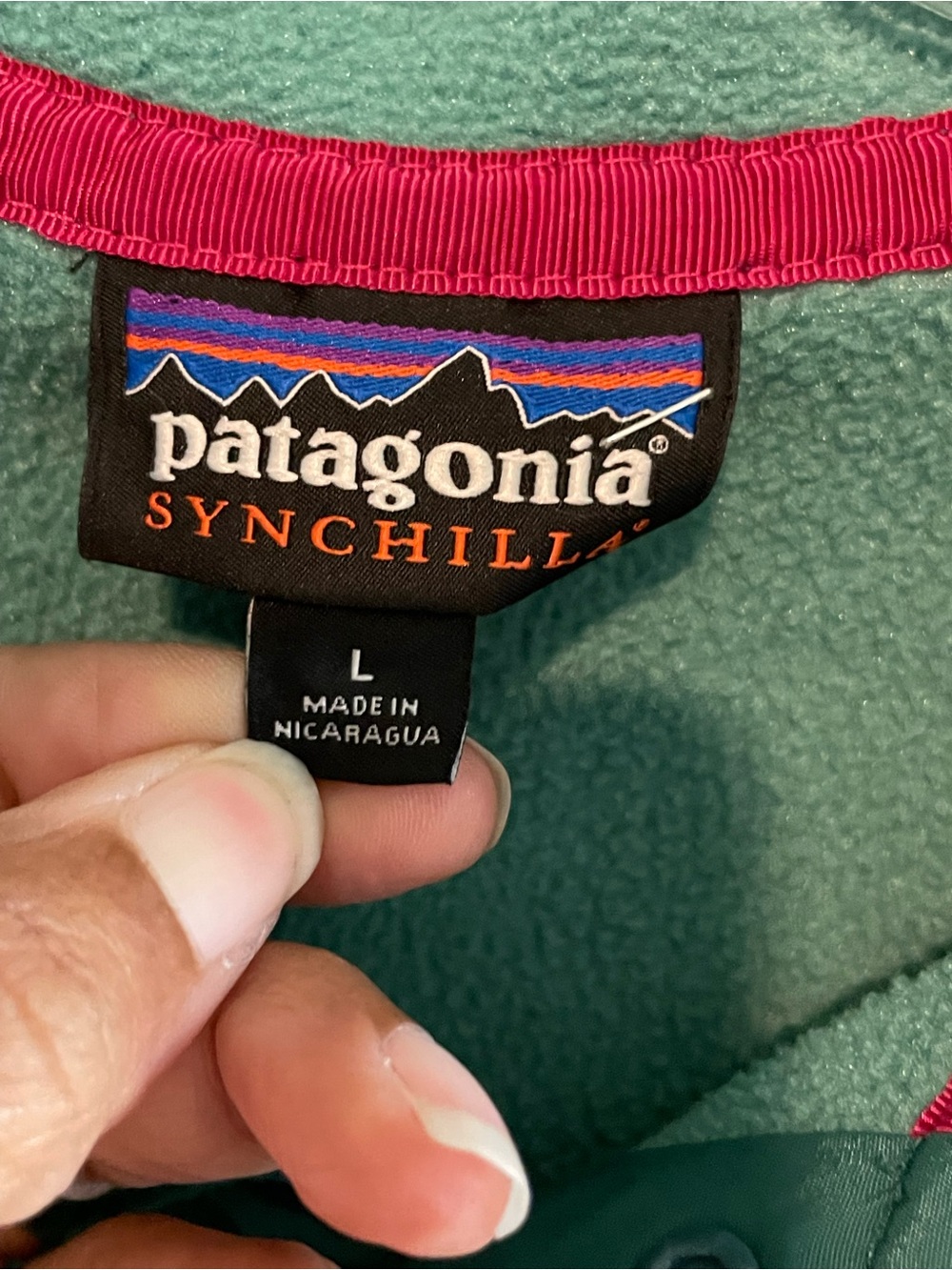 Patagonia Men’s Teal and Lime Two-Tone Snap Pullover - Picture 4 of 4
